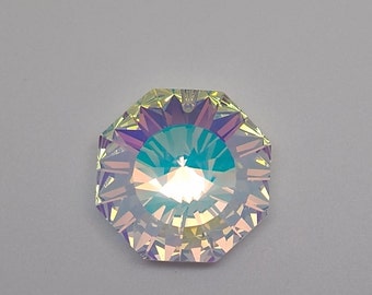 Swarovski Crystal Clear AB Sunburst Octagon 6208 Pendant; 18mm or 28mm; Rare, Vintage; Beautiful! Large