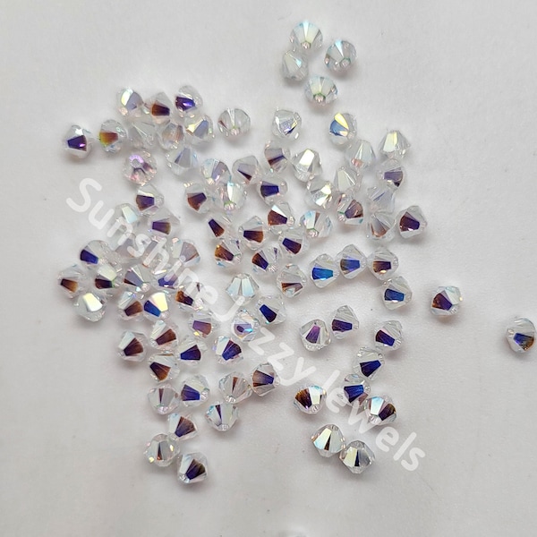 24pc Swarovski Crystal Clear Transmission 2X 4mm Bicone 5328 Beads; RARE!