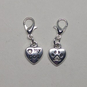 1pc or 10pc &quot;Heart My Dog&quot; Charm/ Zipper Pull/ Pendant; Pawprint; Wholesale Bulk; Party Favors; Fundraiser Volunteer Thank You Gift