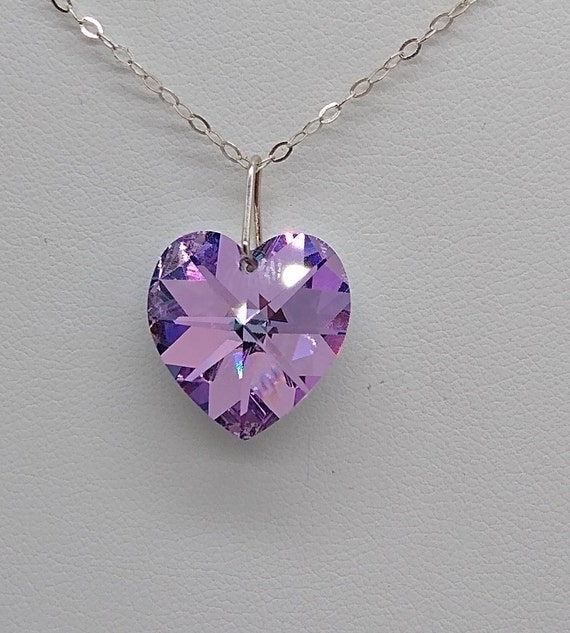 Sterling Silver Swarovski Crystal Vitrail Light 18mm Heart