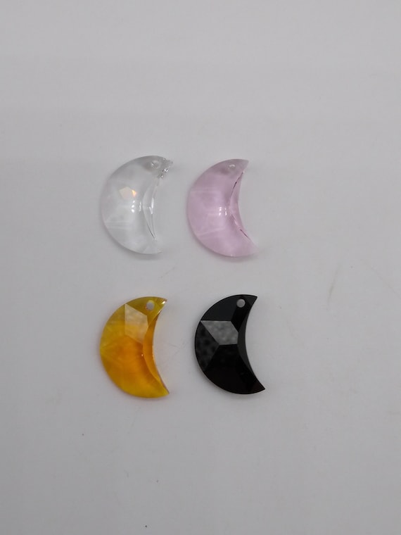 Swarovski Crystal Moon 6722 Pendant; 16mm or 20mm; Rosaline, Topaz, Jet Black, or Clear