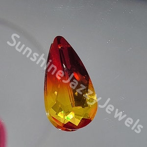 Swarovski Crystal Fire Opal 24x12mm Flat Teardrop 6100 Pendant; Rare!  Yellow, Red, Orange