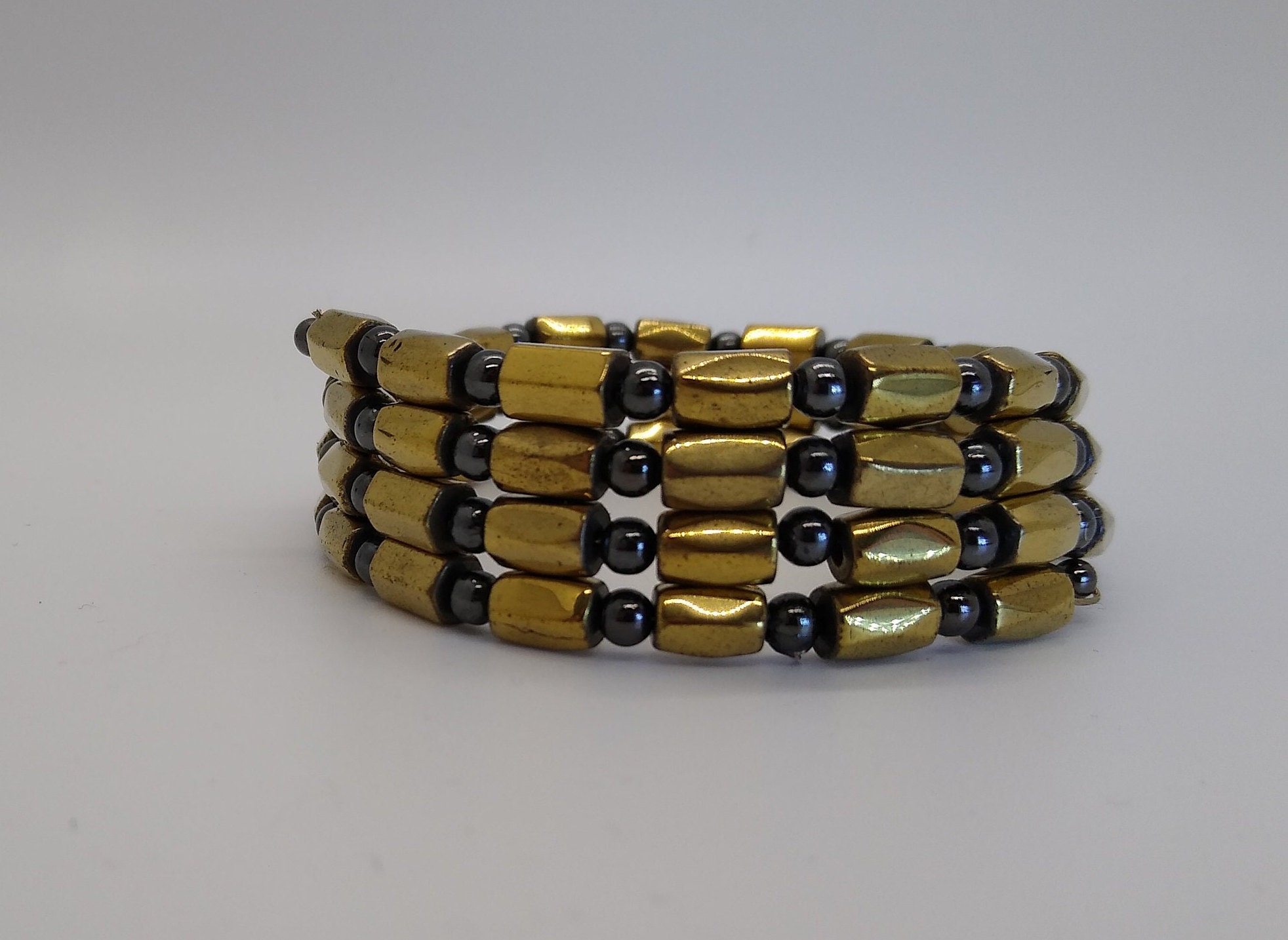 Therapeutisches Magnetisches Hämatit & Silber Perlen Wickelarmband