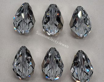 6pc Swarovski Crystal Comet Argent Light CAL 18x12mm Teardrop 5500 Beads; Vintage!