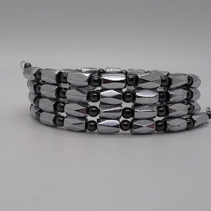 Therapeutic Magnetic Silver Hematite Beaded Wrap Bracelet/ Anklet/ Necklace; 24" or 2 Feet; Pain Management, Stylish, Fun!