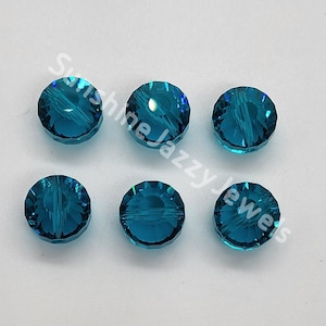 6pc Swarovski Crystal Blue Zircon 10mm Tablet 5101 Beads; Vintage!