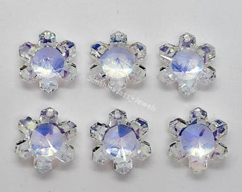 1 or 6pc Swarovski Crystal Clear AB 20mm Snowflake 6707 Pendant; Rare!  Iridescent Sparkle