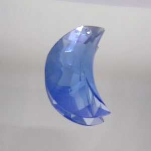 Swarovski Crystal Medium Sapphire 30mm Moon 8816 Pendant/ Suncatcher; Logo Etched; Retired/ Discontinued; Blue