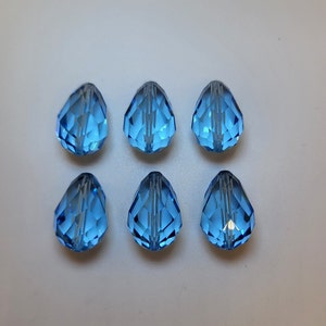 6pc Swarovski Crystal Aquamarine Faceted Teardrop 5500 Bead; 10.5x7mm, 13x9mm, 15x10mm, 16.5x11mm, or 18x12mm; Center Drilled; Vintage!