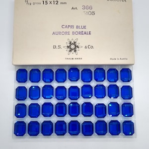 Factory Pack Swarovski Crystal Capri Blue AB 15x12mm Rectangle 5105 Beads; 36 Beads; Vintage!  Rare!