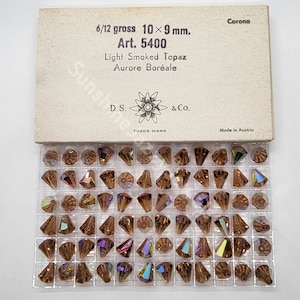 Factory Pack Swarovski Crystal Light Smoked Topaz AB 10x9mm Faceted Cone 5400 Beads; 72pc