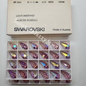 Factory Pack Swarovski Crystal Light Amethyst AB 22mm Teardrop 6000 Pendant; 48pc; Bulk Lot; Iridescent Purple
