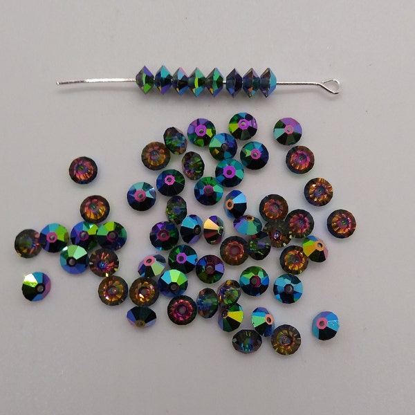 24pc Swarovski Crystal Vitrail Medium 5mm Flat Bicone 5305 Beads; aka Rondelle or Saucer; Vintage!