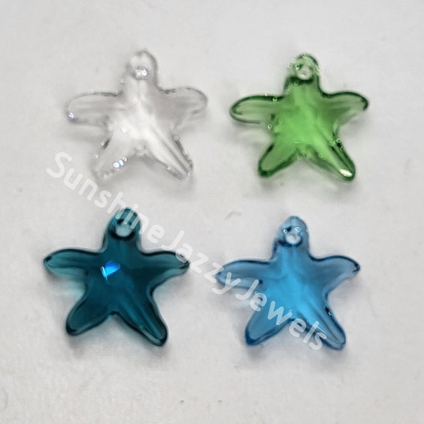 Swarovski Crystal 17x16mm Starfish 6721 Pendant; 4 Colors: Clear, Indicolite, Peridot, Aquamarine