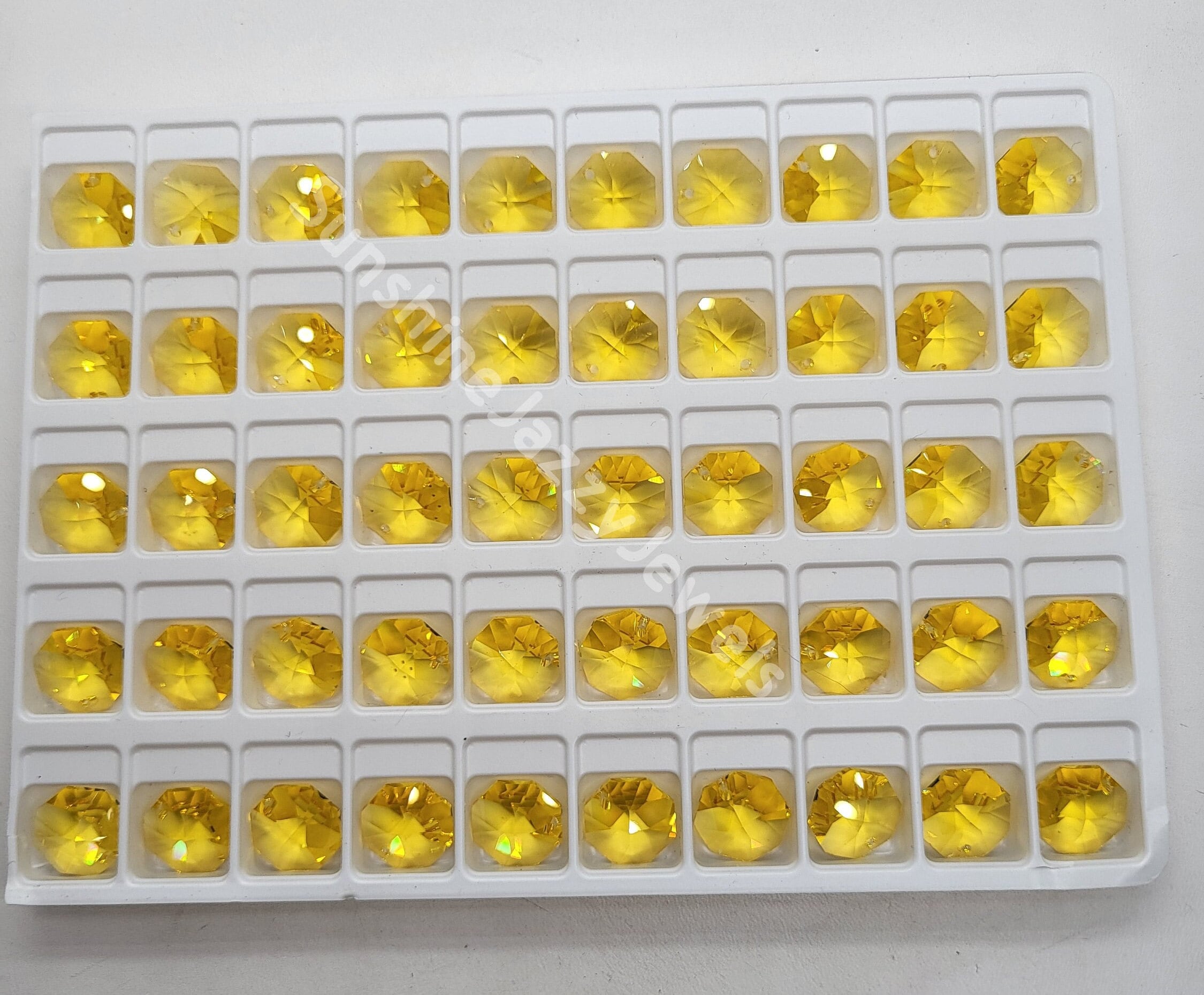 50pc Tray Swarovski Crystal Light Topaz 14mm 1-Hole Octagon 8115