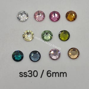 12pc Swarovski Crystal ss30 6mm Flat Back Round Rhinestone 2088; Foil Back; Multiple Color Choices