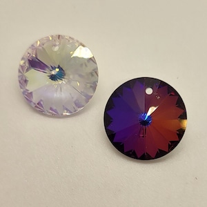 Swarovski Crystal 18mm Rivoli 6204 Pendant; 2 Colors: Volcano or Clear AB; Vintage
