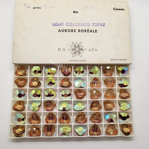 Factory Pack Swarovski Crystal Light Colorado Topaz AB 12mm Heart 5131 Beads; 48pc; Vintage!