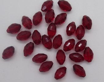 5200 perles ovales facettées du Siam en cristal de Swarovski ; 2 tailles : 9 x 6 mm (12 perles) ou 12 x 8 mm (6 perles) ; rouge foncé ; millésime ! Rares !