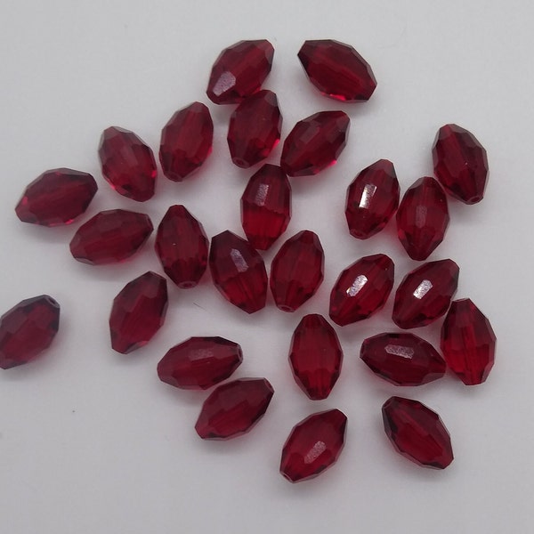 Swarovski Crystal Siam Faceted Oval 5200 Beads; 2 Sizes: 9x6mm (12 Beads) or 12x8mm (6 Beads); Dark Red; Vintage! Rare!