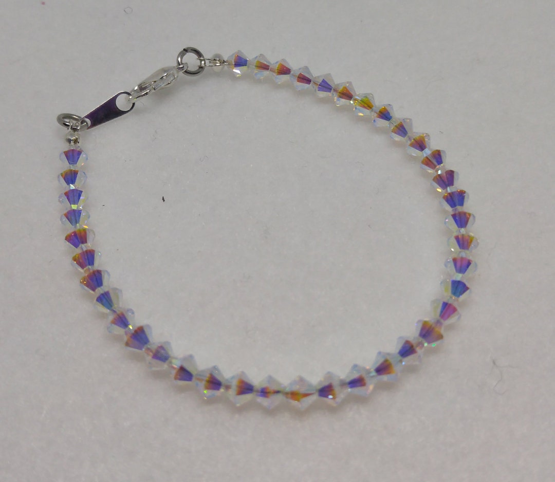 Swarovski Crystal Clear AB2X Bicone Beaded Bracelet on - Etsy