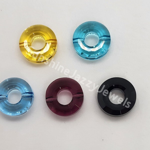 4pc Swarovski Crystal 12.5mm Ring 5139 Bead; 5 colors: Jet, Light Topaz, Amethyst, Aquamarine, Lt Turquoise