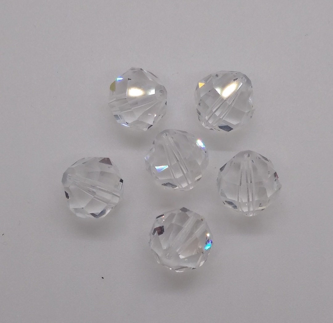 6pc Swarovski Crystal Clear Geometric Cut Round 5004 Beads - Etsy