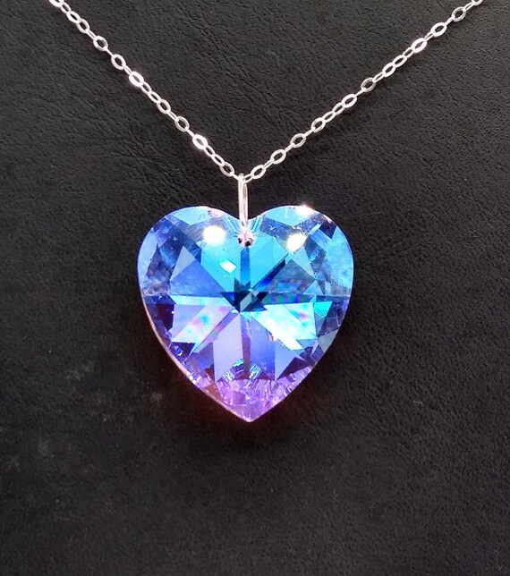 Sterling Silver Swarovski Crystal Rosaline Blue AB 28mm
