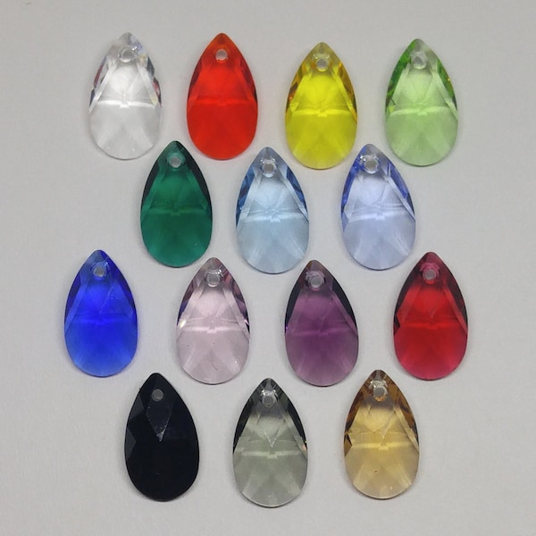 Swarovski Crystal Pear 6106 Pendant; 16x9mm or 22x13mm; 14 color: Light Rose, Light Siam, Peridot, Light Amethyst, Aquamarine, Emerald