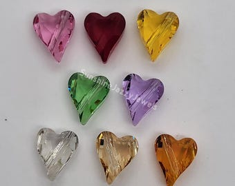 2pc Swarovski Crystal 12mm Wild Heart 5743 Beads; 8 Colors: Rose, Siam, Violet, Lt Topaz, Peridot, Astrial Pink, Golden Shadow