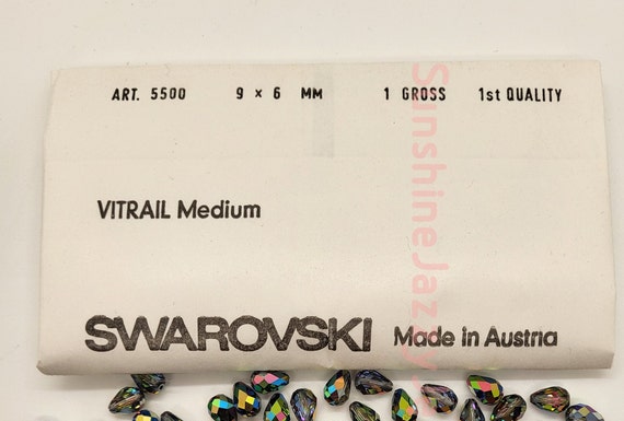 6pc Swarovski Crystal Vitrail Medium Faceted Teardrop 5500 Bead