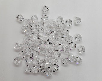 Swarovski Crystal Clear Bicone Beads; 3mm (24pc), 4mm (24pc), 5mm (24pc), 6mm (12pc), 8mm (12pc)