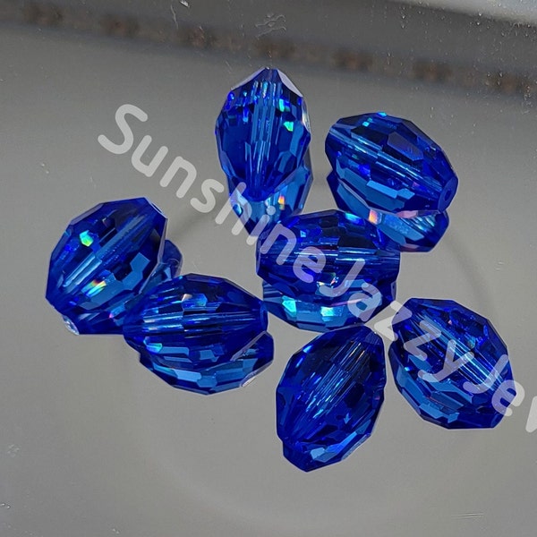6pc Swarovski Crystal Sapphire Oval 5200 Beads; 3 Sizes: 9mm, 12mm or 15mm; Vintage!