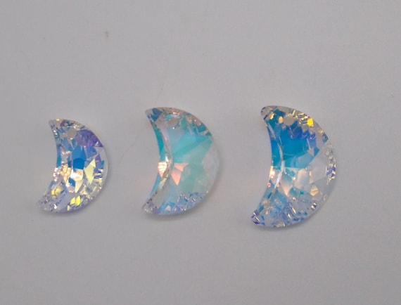 Swarovski Crystal Clear AB Moon 6722 Pendants; 14mm, 16mm, 18mm 