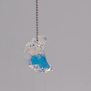 Swarovski Crystal Clear AB 30mm Moon Suncatcher/ Ornament/ Prism/ Rearview Mirror Decoration; Aurora Borealis; Gift Idea!