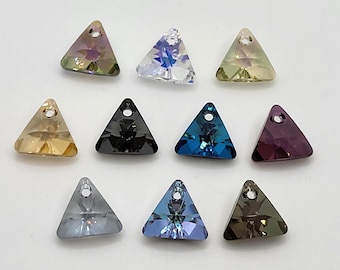 Swarovski Crystal Triangle 6628 Pendant; 12/16mm; Many colors: AB, Vitrail Light, Silver Night, Luminous Green, Gold Shadow, Bermuda