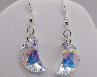Silvertone Clear Trillium Swarovski Crystal Leverback Earrings main image 1