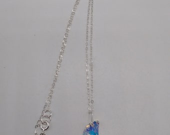 Sterling Silver Swarovski Crystal Clear AB 20mm Moon 6722 Pendant