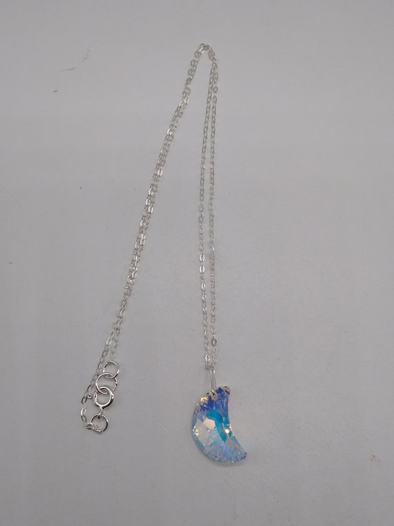 Sterling Silver Swarovski Crystal Clear AB 20mm Moon 6722
