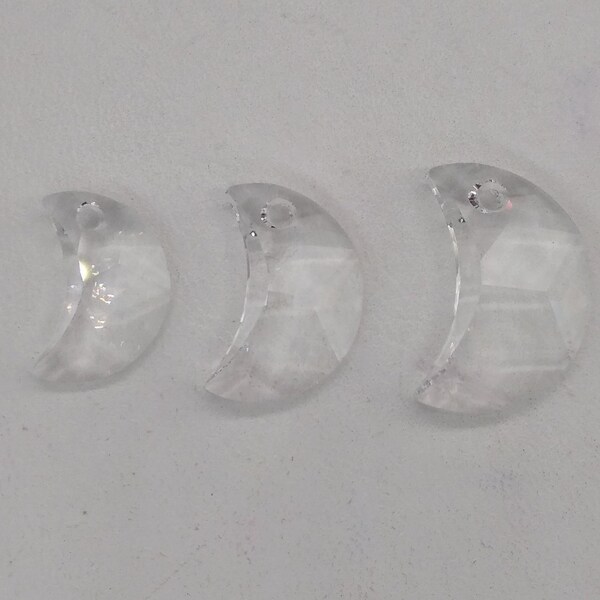 1pc or 6pc Swarovski Crystal Clear Moon 6722 Pendant; 14mm, 16mm, or 18mm; Bulk Lot; Retired/ Discontinued