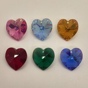Swarovski Crystal AB 18mm Heart 6202 Pendant; 6 Colors: Rose ab, Emerald ab, Aqua ab, Siam ab, Sapphire ab, Topaz ab