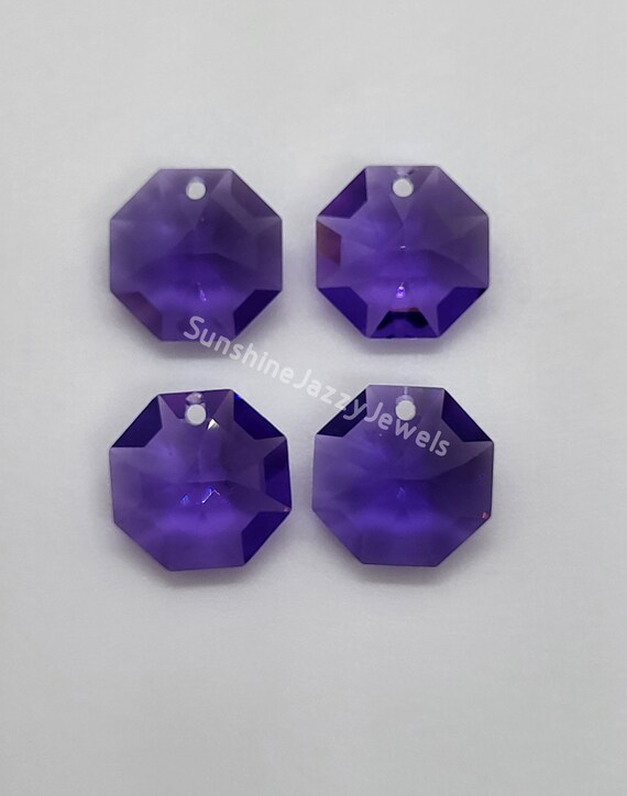 4pc Swarovski Crystal 14mm 1 Hole Octagon 8115 Pendants; Blue