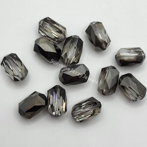 6pc Swarovski Crystal Comet Argent Dark CAD Faceted Barrel 5204 Beads; 10x7mm, 12x8mm, 18x12mm; Vintage!