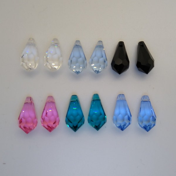 2pc Swarovski Crystal 18mm Teardrop 6000 Pendants; Garnet AB, Morion AB, Blue Zircon, Rose, Lt Sapphire, Jet, Clear, Lavender