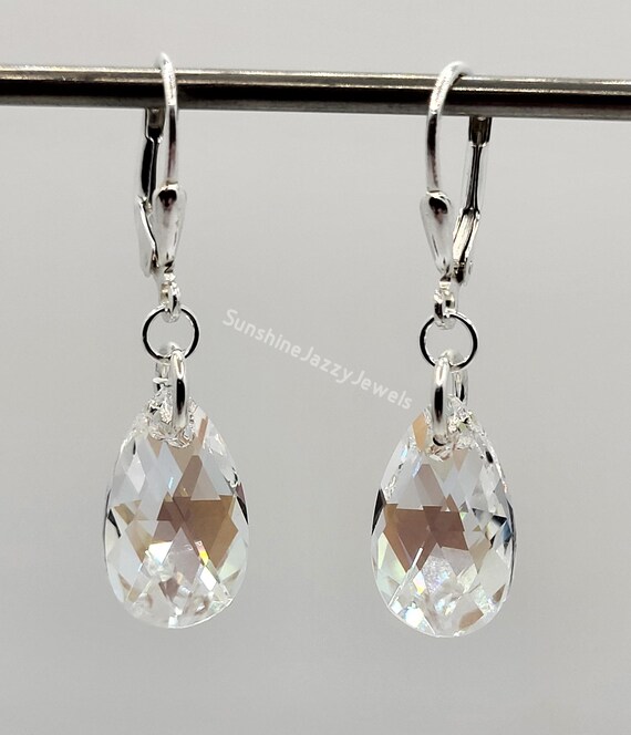 Orecchini A Farfalla Rampicante In Argento Sterling 925 Con Cristallo Austriaco AB Trasparente - Eleganti E Leggeri