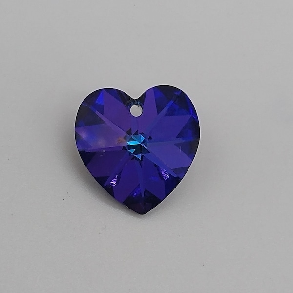 Swarovski Crystal Heliotrope 14mm Heart 6202 Pendant; Blue Purple Mix
