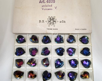 Factory Pack Swarovski Crystal Volcano 15.4x14mm Heart 4800 Rhinestone; Unfoiled; Vintage