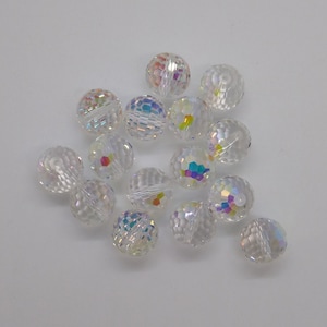 6 boules disco AB transparentes cristallines Swarovski rondes 5003 perles ; 10 mm, 12 mm, 14 mm ; Rares !  millésime ! Facettes brillantes