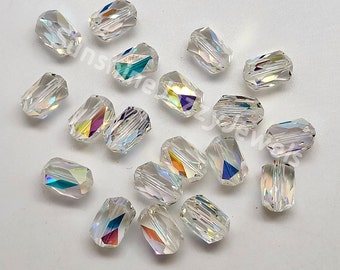 6 pièces Swarovski Crystal Clear AB facetté baril 5204 perles ; 4 tailles : 9 x 6 mm, 12 x 8 mm, 15 x 10 mm ou 18 x 12 mm