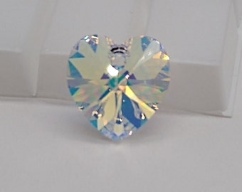 Swarovski Crystal Clear AB Heart 6228 Pendants; 10mm, 14mm, or 18mm; Bulk Lot; Aurora Borealis; Wedding Bride/ Bridal Shower